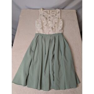 Altar'd State Lace Dress Womens XS Sage Green Cream Floral Sleeveless Boho Mini